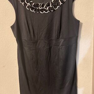 dressbarn Elegant Black Mini Dress with‎ White Accents